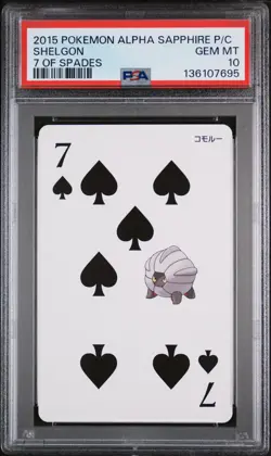 2015 POKEMON ALPHA SAPPHIRE PLAYING CARDS 7 OF SPADES SHELGON PSA 10 - Image 1