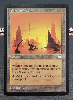 MTG Scorched Ruins- DAMAGED -Weatherlight Magic the Gathering Card # 166 - Image 1