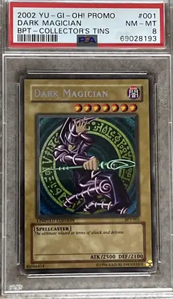 2002 YU-GI -OH! PROMO DARK MAGICIAN #001 PSA NM-MT 8 BPT COLLECTOR’S TIN - Image 1