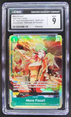 2025 ONE PIECE CCG MORE PIZZA!! ALTERNATE ART OP07-037 CGC 9 TL3 - Image 1