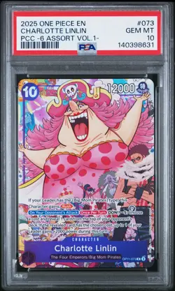 2025 ONE PIECE PREMIUM CARD COLL -6 ASSORT VOL.1- #073 CHARLOTTE LINLIN PSA 10 - Image 1