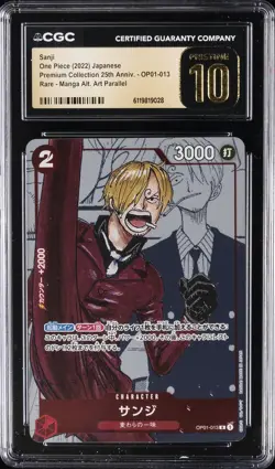 2022 ONE PIECE JAPANESE MANGA ALTERNATE #OP01-013 SANJI CGC 10 PRISTINE - Image 1