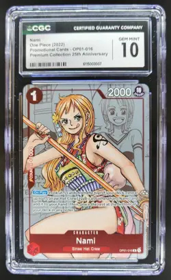 2022 ONE PIECE CCG NAMI PROMO 25TH ANNIVERSARY OP01-016 CGC 10 TL3 - Image 1