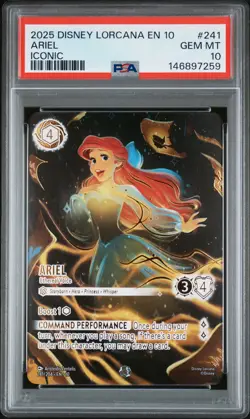 2025 DISNEY LORCANA EN 10-WHISPERS IN THE WELL ICONIC #241 ARIEL PSA 10 - Image 1
