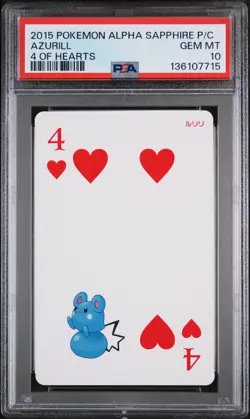 2015 POKEMON ALPHA SAPPHIRE PLAYING CARDS 4 OF HEARTS AZURILL PSA 10 - Image 1