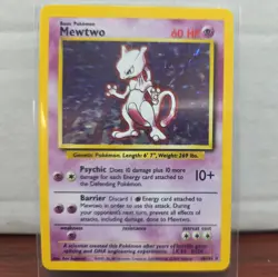 Pokemon TCG Mewtwo Holo Rare Card Base Set 10/102 Vintage 1999 Excellent Cond - Image 2