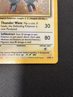 Pokemon Magneton Base Set Holo Rare Card 9/102 60HP WOTC 1999 EXC NM Condition!! - Image 4
