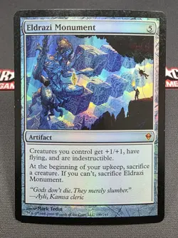 MTG FOIL Eldrazi Monument- DAMAGED -Zendikar Magic the Gathering Card # 199 - Image 1
