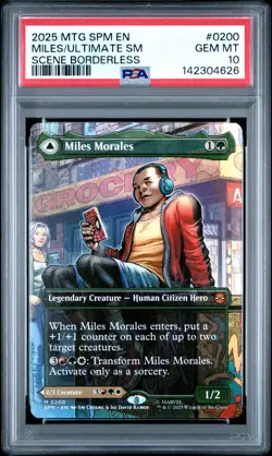 2025 MTG MARVEL'S SPIDER-MAN #0200 MILES MORALES/ULTIMATE SPIDER-MAN PSA 10 - Image 1