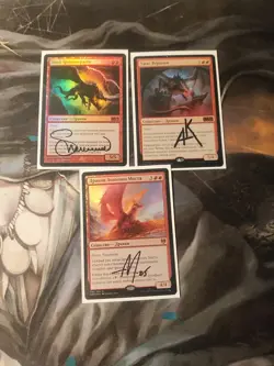 Magic The Gathering signed Russian Foil dragons Goldspan, Terror Of The... - Image 1