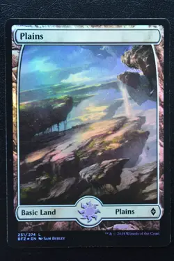 Magic The Gathering MTG PLAINS (251) FOIL FULL ART Battle for Zendikar LP Played - Image 1