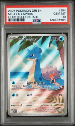 2025 POKEMON DRI EN-DESTINED RIVALS ILLUSTRATION RARE #194 MISTY'S LAPRAS PSA 10 - Image 1
