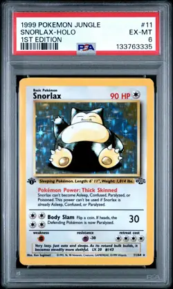 1999 POKEMON JUNGLE 1ST ED #11 SNORLAX-HOLO PSA 6 - Image 1