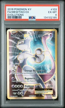 2016 POKEMON XY EVOLUTIONS #103 FULL ART/MEWTWO EX PSA 6 - Image 1