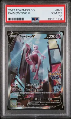 2022 POKEMON GO #072 FULL ART/MEWTWO V PSA 10 - Image 1