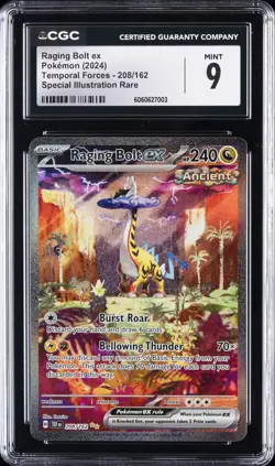 2024 POKEMON TEMPORAL FORCES SPECIAL ILLUSTRATION RARE RAGING BOLT EX CGC 9 - Image 1