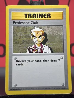 Professor Oak 88/102 Base Set Common Shadowless 1999 WOTC Pokemon TCG MP - Image 3
