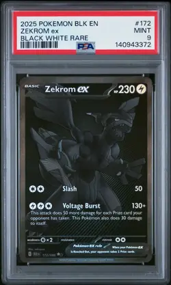 2025 POKEMON BLK EN-BLACK BOLT BLACK WHITE RARE #172 ZEKROM EX PSA 9 - Image 1