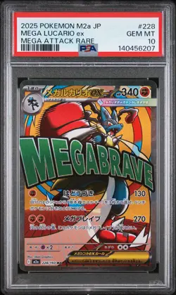 2025 POKEMON JAPANESE MEGA DREAM EX ATTACK RARE #228 MEGA LUCARIO EX PSA 10 - Image 1