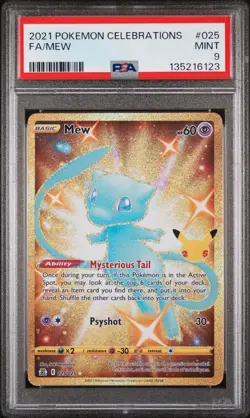 2021 POKEMON CELEBRATIONS #025 FULL ART/MEW PSA 9 - Image 1