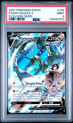 2021 POKEMON SWORD & SHIELD EVOLVING SKIES #194 FULL ART/RAYQUAZA V PSA 9 - Image 1