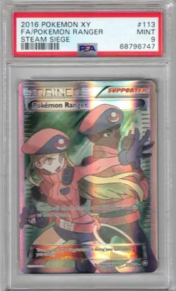 2016 POKEMON XY #113 POKEMON RANGER FULL ART STEAM SIEGE PSA 9 - Image 1