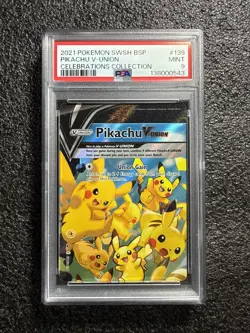 2021 Pokemon SWSH BSP #139 Pikachu V-Union Celebrations Collection PSA 9 - Image 1