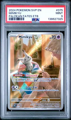 2024 POKEMON SVP PALDEAN FATES ETB PROMO #075 MIMIKYU PSA 9 - Image 1