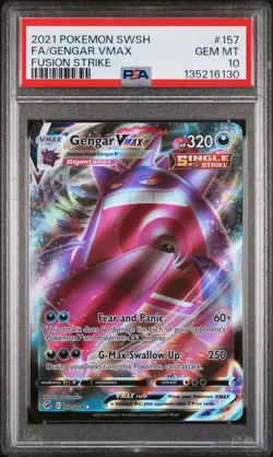 2021 POKEMON SWORD & SHIELD FUSION STRIKE #157 FULL ART/GENGAR VMAX PSA 10 - Image 1