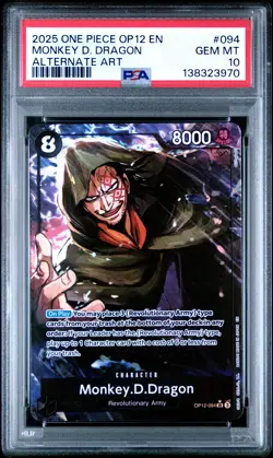 2025 ONE PIECE OP12-LEGACY OF THE MASTER ALTERNATE ART MONKEY D. DRAGON PSA 10 - Image 1