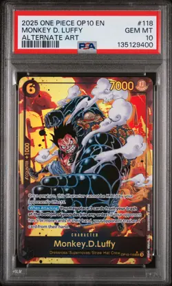 2025 ONE PIECE OP10-ROYAL BLOOD ALTERNATE ART #118 MONKEY D. LUFFY PSA 10 - Image 1