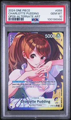 [PSA 10] 2024 One Piece Charlotte Pudding OP08-058 Alternate Art - Image 1