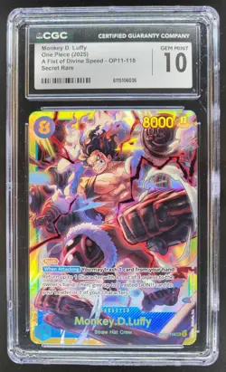 2025 ONE PIECE CCG MONKEY D. LUFFY SECRET RARE OP11-118 CGC 10 TL3 - Image 1