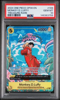 2024 ONE PIECE OP08-TWO LEGENDS TREASURE RARE #109 MONKEY D. LUFFY PSA 10 - Image 1