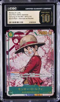 2025 ONE PIECE JPN CARRYING ON HIS WILL SECRET MONKEY D LUFFY CGC 10 PRISTINE - Image 1