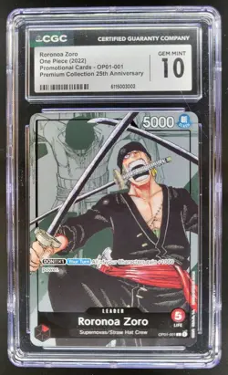 2022 ONE PIECE CCG RORONOA ZORO 25TH ANNIVERSARY OP01-001 CGC 10 TL3 - Image 1