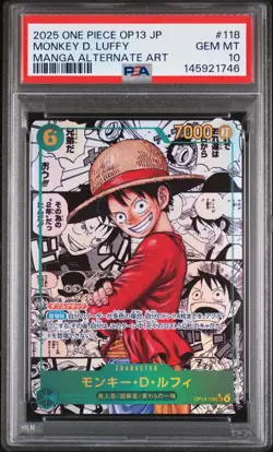 2025 ONE PIECE JPN OP13-CARRYING ON HIS WILL #118 MONKEY D. LUFFY PSA 10 - Image 1
