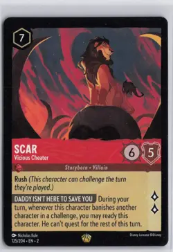 Disney Lorcana Scar 125/204 Legendary Vicious Cheater Non-Foil TCG Card - Image 1