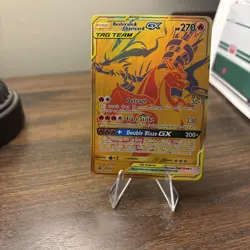 Pokemon TCG Reshiram & Charizard GX SM247 Holo Card Near Mint Condition - Image 1