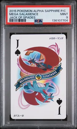 2015 POKEMON ALPHA SAPPHIRE PLAYING CARDS JACK OF SPADES MEGA SALAMENCE PSA 9 - Image 1