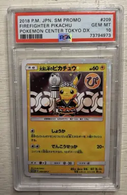 Pokemon Card Japanese - Firefighter Pikachu 209/SM-P - Promo - PSA 10 Gem Mint - Image 1