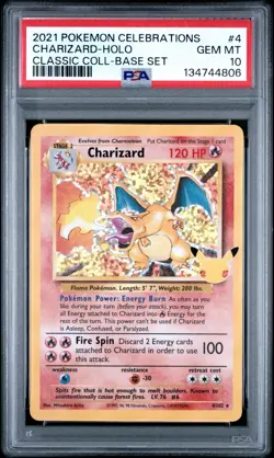 2021 Pokemon Celebrations Classic Coll Base Set #4 Charizard Holo PSA 10 - Image 1