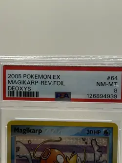 Pokemon TCG 2005 Magikarp 64/107 EX Deoxys Reverse Holo Common PSA 8 - Image 3