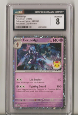 Ceruledge 040/091 Paldean Fates Pokemon Day Promo 2024 Stamp Holo Rare CGC 8 - Image 1