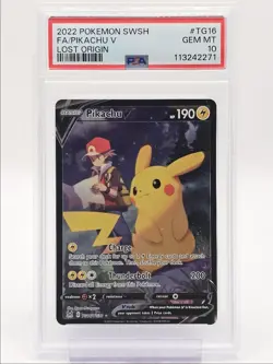 PIKACHU V 2022 POKEMON SWSH LOST ORIGIN FULL ART RARE TG16/TG30 PSA 10 Q0004 - Image 1