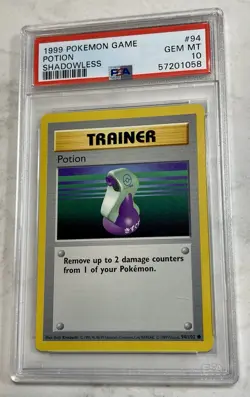 Pokemon 1999 Base Set Shadowless Potion 94/102 PSA 10 Common Regular Wizards - Image 1