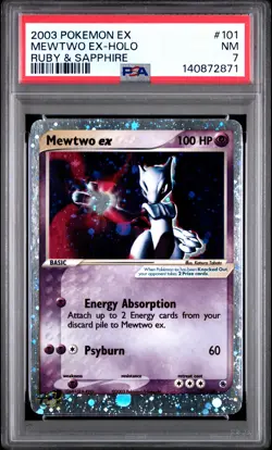 2003 POKEMON EX RUBY & SAPPHIRE #101 MEWTWO EX-HOLO PSA 7 - Image 1