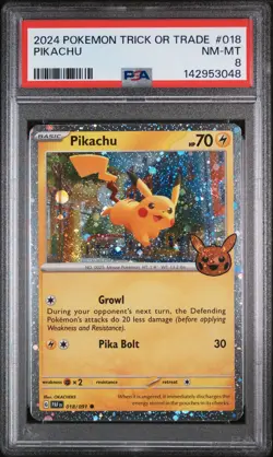 2024 POKEMON TRICK OR TRADE #018 PIKACHU PSA 8 - Image 1