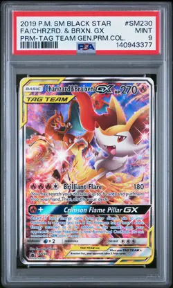 2019 POKEMON TAG TEAM GENERATIONS PREMIUM COLL FA/CHARIZARD & BRAIXEN GX PSA 9 - Image 1