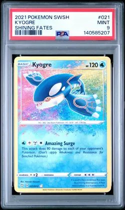 2021 POKEMON SWORD & SHIELD SHINING FATES #021 KYOGRE PSA 9 - Image 1